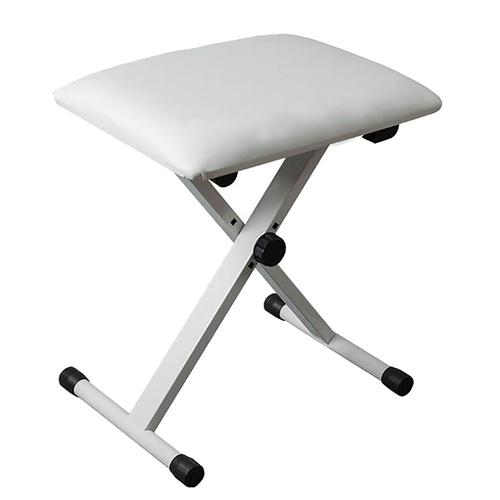 Banc De Clavier Piano Blanc Réglable En Cuir Pliant Chaise Siège Pouf Tabouret X Cadre Musique