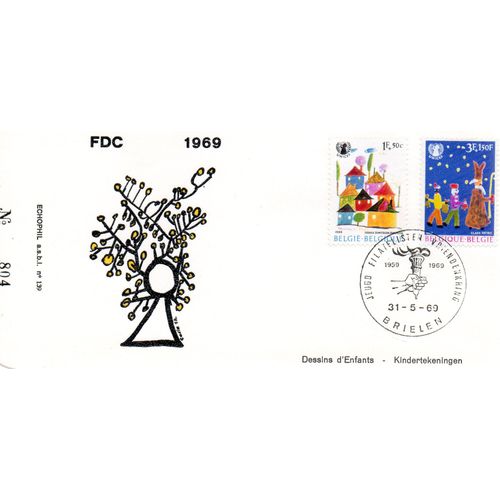 Belgique Dessin D'enfant 1969 Fdc