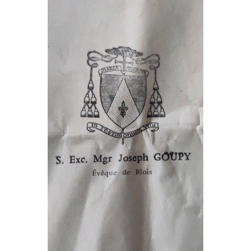 Lettre De Son Excellence Monseigneur Joseph Goupy Évêque De Blois À Ses "Chers Diocésains" Du 1er Janvier 1961 Leur Demandant De Participer Plus Activement Au Dernier Du Culte Clergé, Devoir Baptisé