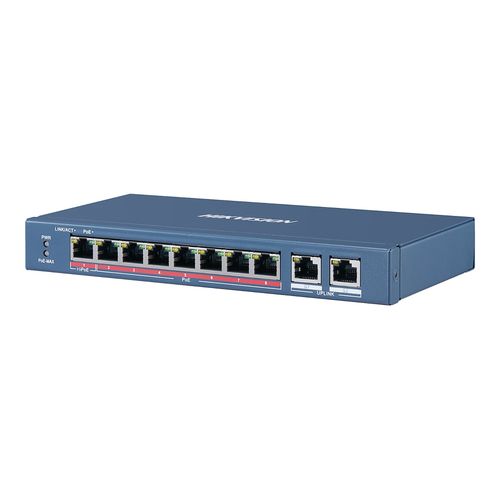 Hikvision DS-3E0310HP-E - Commutateur - non géré - 7 x 10/100 (High PoE) + 1 x 10/100 (PoE+) + 2 x 10/100/1000 (liaison montante) - de bureau - High PoE / PoE+ (110 W) - Tension CC