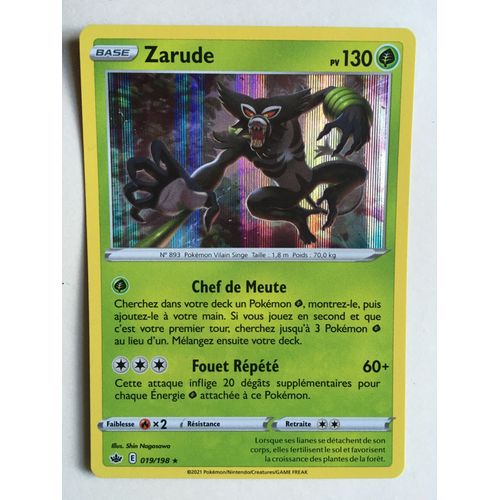 Carte Pokemon Zarude Holo 130 Pv - 019/198 - Épée Et Bouclier 6 - Règne De Glace