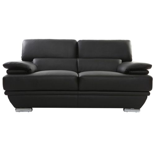 Canapé Cuir 2 Places Avec Têtières Ajustables Noir Ewing - Cuir De Buffle