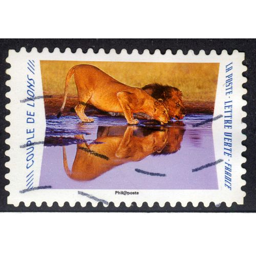 Timbre Couple De Lions,2020,La Poste,Lettre Verte,France