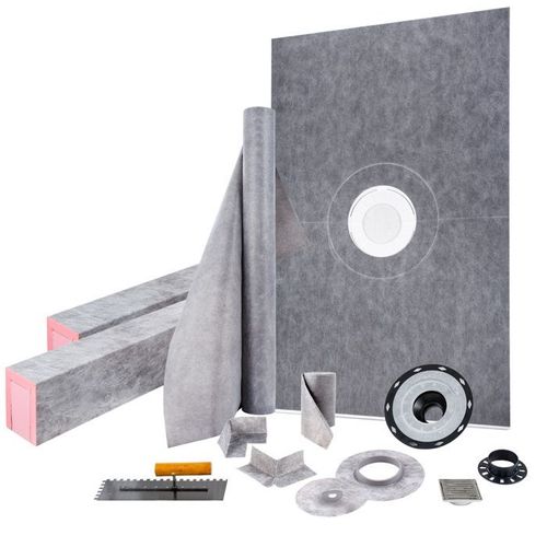 Receveur de Douche-VEVOR-1219x1828,8mm-Etanche-Drain Décalée PVC-Grille Acier inoxydable 10 cm-2 Bordures de Douche-2 Truelle-Bain