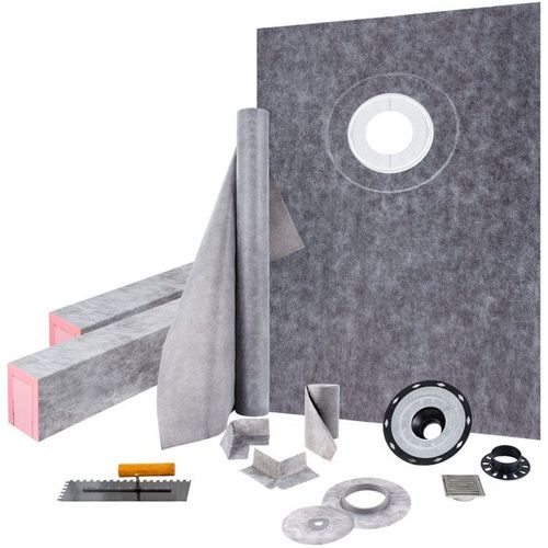 Kit Receveur de Douche-VEVOR-965x1524mm-Etanche-Drain Décalée ABS-Grille Acier inoxydable 10 cm-2 Bordures de Douche-2 Truelle-Bain