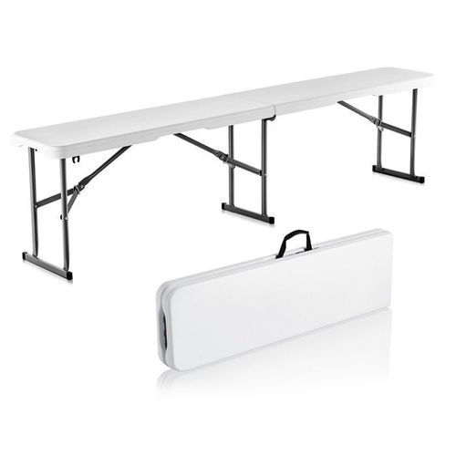 Banc Pliant En Plastique-Vevor-1820 Mm-Pliable Portable-Lisse En Pehd Imperméable-Poignée-Jardin-Blanc (1 Paquet)