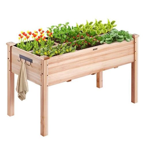 Vevor Jardinière Surélevée Lit De Jardin Potager En Bois De Sapin 120x58x76 Cm