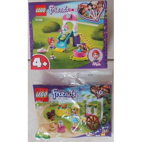 Lot LEGO friends : L'aire de jeux des bébés chiens - 41396 + Le charriot de fleurs (Polybag) - 30413