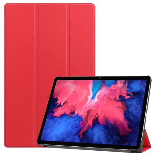 Coque De Protection Pour Tablette Lenovo Tab P11, Etui Lenovo Tab P11 De Protection Pour Tablette À Rabat Horizontal, Avec Support À Trois Volets Et Fonction D'hibernation,Rouge