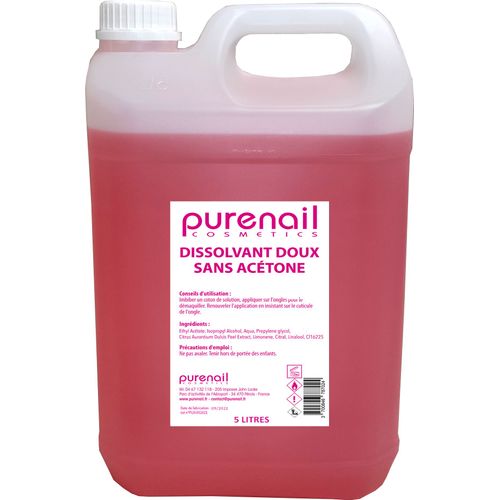 Dissolvant Doux Sans Acétone Jerrycan De 5 Litres, Pour Ongles Et Faux Ongles Rose