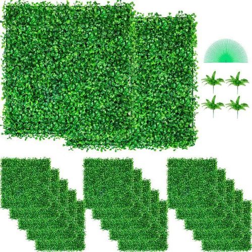 Panneaux De Buis Artificiels - Vevor - Haie Artificielle Panneaux Muraux De Haie De Buis Uv 48pcs 10"X10" Clôture