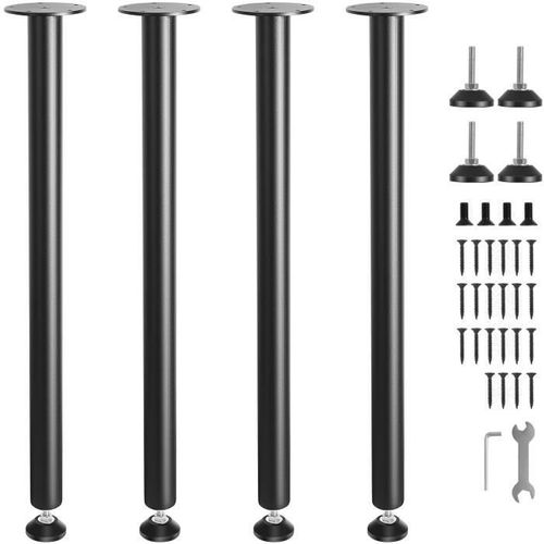 Pied De Table - Vevor - 4pcs Pied De Bureau Bureau Meuble En Acier Massif Réglables 762 Mm Noir
