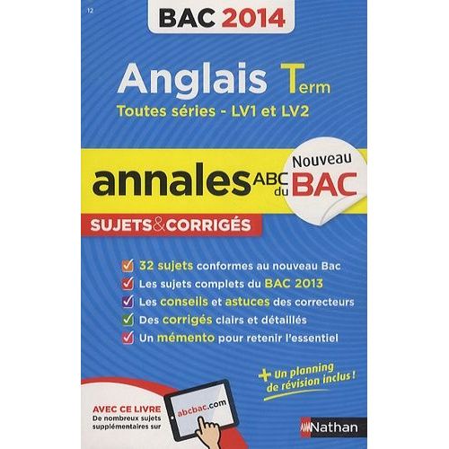 Anglais Lv1 Et Lv2 Tle Toutes Séries - Annales, Sujets Corrigés