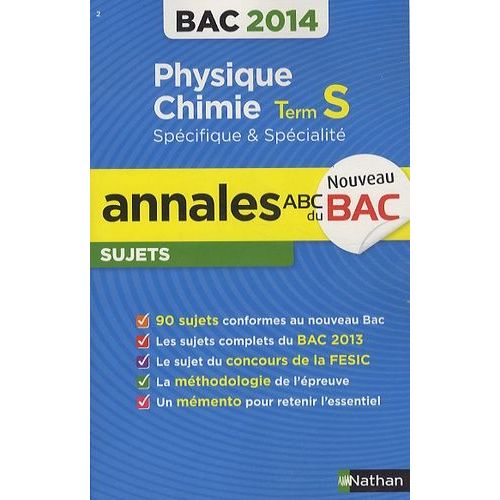 Physique-Chimie Tle S Spécifique Et Spécialité - Annales, Sujets