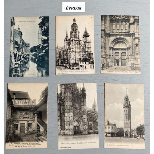 Eure : 23 Cartes Postales (Évreux-Vernon-Conches-Pacy-Louviers-Giverny) 18 N&b, 13 NOnt Pas Circulé, Du Tout Début Du Siècle Dernier - 5 Avec Correspondance, Dont 1 Est Affranchie / 5 Couleurs, Avec