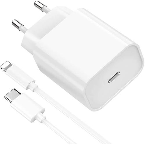 Chargeur Rapide 20w + Cable Usb-C Lightning Pour Iphone 13 / 12 / 11 / Pro / Max / Mini Little Boutik® Couleur :