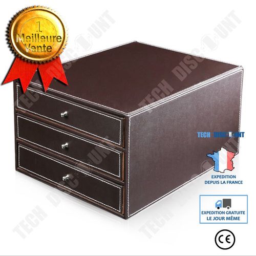 Boîte De Rangement Classeur De Bureau En Cuir Tiroir Type Bureau D'affaires Classeur De Fichiers A4 À Trois Couches Classeur Don