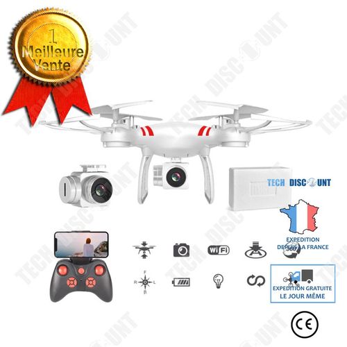Drone Wifi Photographie Aérienne En Temps Réel Avion De Contrôle À Distance Photographie Aérienne 4k Haute Définition [Blanc]-Tech Discount