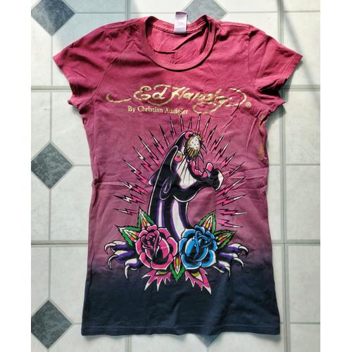 Ed Hardy By Christian Audigier - T-Shirt Bordeaux & Multico Love Kills Slowly