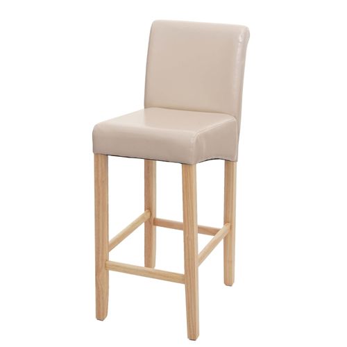 Tabouret De Bar Hwc-C33, Chaise De Bar Tabouret De Comptoir, Bois   Crème, Pieds Légers, Simili Cuir
