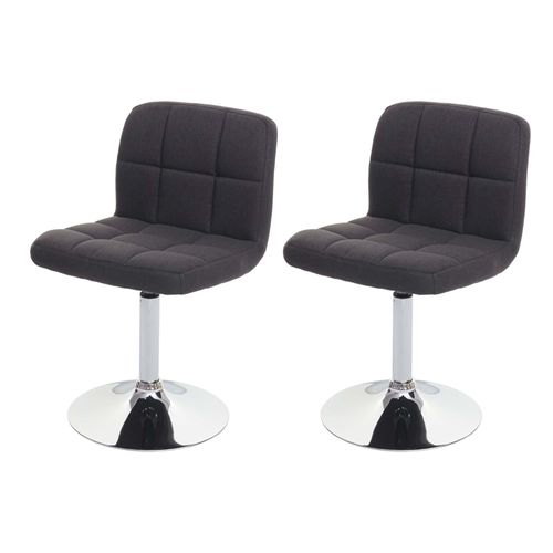 2x Chaise De Salle À Manger Kavala, Chaise De Cuisine Tissu/Textile Chrome Pivotant   Gris Foncé