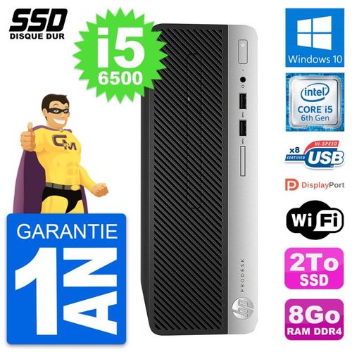 PC HP ProDesk 400 G4 SFF Intel Core i5-6500 RAM 8Go SSD 2To Windows 10 Wifi