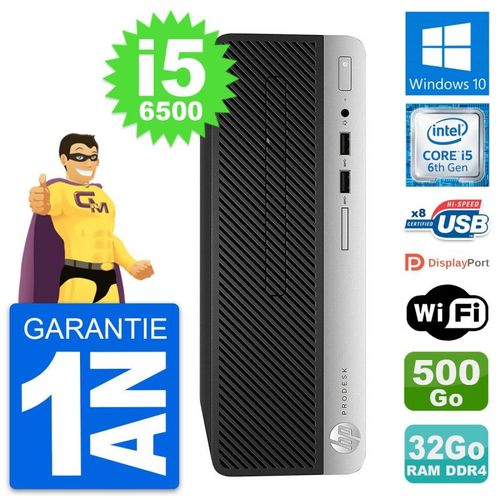 PC HP ProDesk 400 G4 SFF Intel i5-6500 RAM 32Go Disque Dur 500Go Windows 10 Wifi