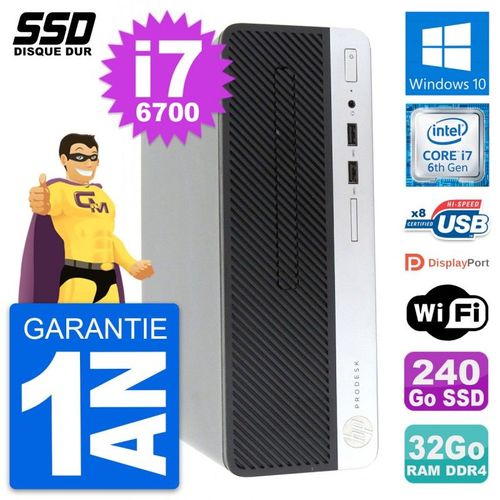 PC HP ProDesk 400 G4 SFF Intel Core i7-6700 RAM 32Go SSD 240Go Windows 10 Wifi
