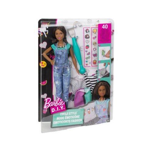 Coffret Barbie Brune Emoji Style : Comprend 1 Poup?E 3 Habits Et Des D?Calcos + Accessoires - Poupee Mannequin