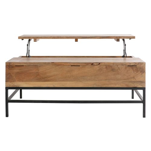 Table Basse Relevable Industrielle Manguier Massif Et Métal L110 Cm Ypster