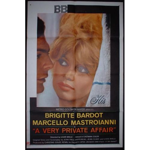 Vie Privée * Louis Malle - Film 1962 - Affiche De Cinéma Originale Usa - One Sheet 69x104 Cm Movie Poster * Brigitte Bardot ; Marcello Mastroianni ; Dirk Sanders - A Very Private Affair