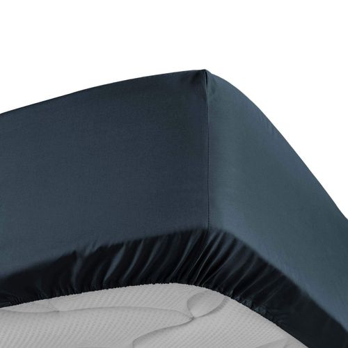 Drap Housse 90x190 Cm - Percale 100% Coton - Bonnet 30 Cm - Bleu Nuit Bleu Nuit
