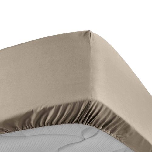 Drap Housse 90x190 Cm - Percale 100% Coton - Bonnet 30 Cm - Sable Sable