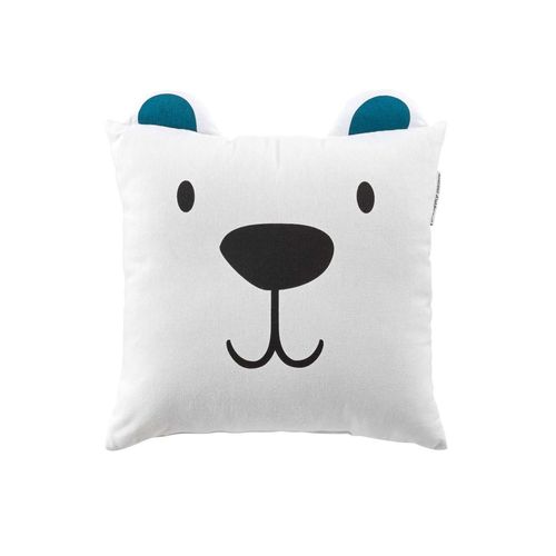 Coussin Carré Tête D'ours 40x40 Cm - Pôle Nord - Blanc Blanc