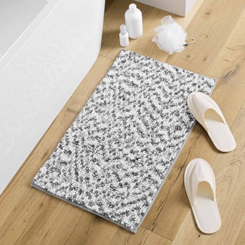 Tapis De Bain 45x75 Cm Microfibre Tricolore - Gris Gris