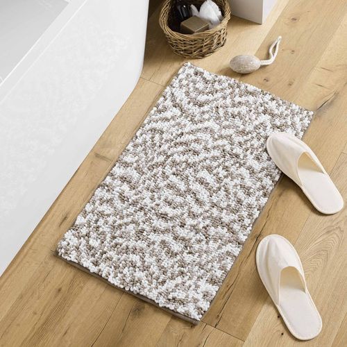 Tapis De Bain 45x75 Cm Microfibre Tricolore - Marron Marron