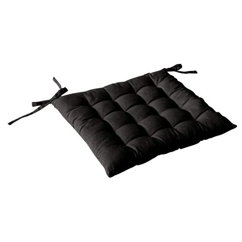 Galette De Chaise Matelassée - 40x40 Cm - 100% Coton - Noir Noir