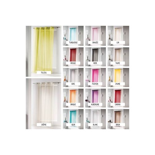 Panneau Voile - Oeillets - 140 X 280 Cm - Violine - Différents Coloris - Tilleul Tilleul