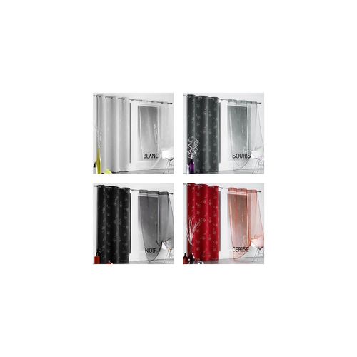 Panneau Voile - Oeillets - 140 X 240 Cm - Ylang - Différents Coloris - Rouge Rouge