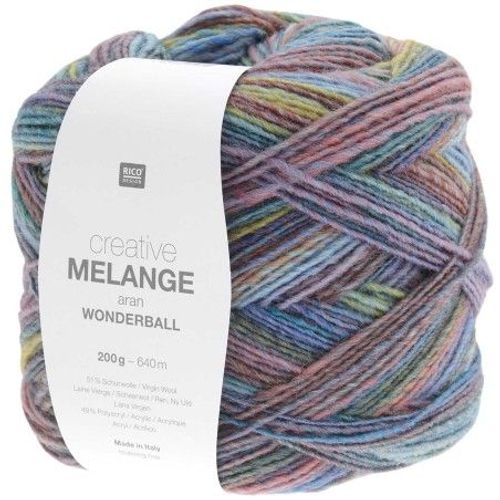 Pelote De Laine Creative Melange Aran Wonderball - 200 Gr - Rico Design 27 Multicolore Skies