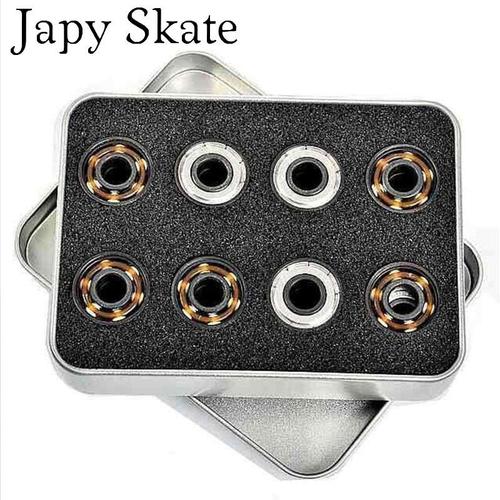 Roulements En Céramique Blanc/Noir 608zz, 16 Pièces, Perles De Poterie Blanche, Roulement À Roulettes En Zircone, Slalom, Roulement De Skate Japonais