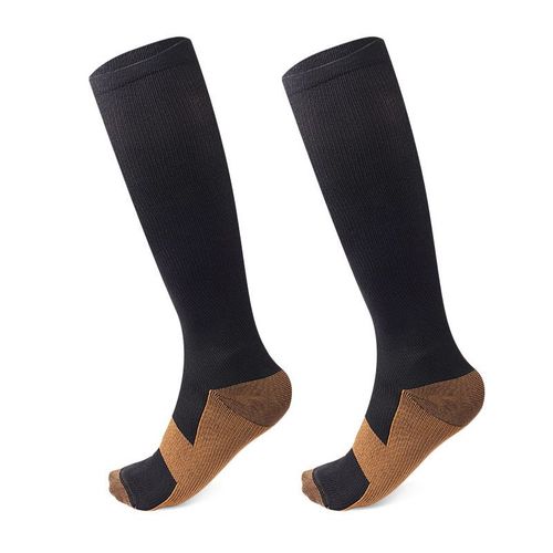 Chaussettes De Compression Mi-Mollet Pour Sports Et Loisirs De Plein Air Le Noir L