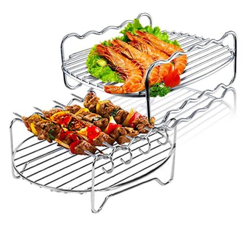 Plateau de Barbecue en acier inoxydable, support de cuisson à Double couche, accessoire de friteuse à Air, utilisation pour Barbecue en extérieur, plateau antiadhésif, facile à nettoyer