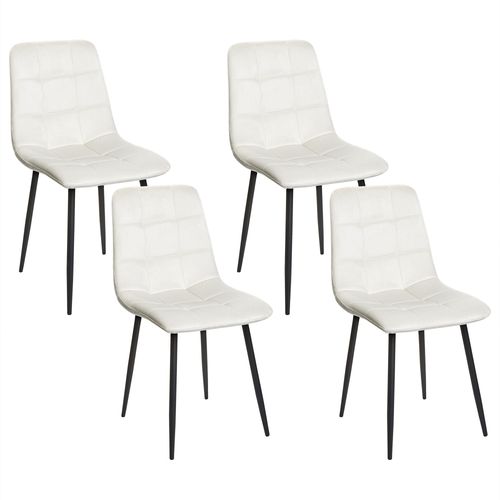 Chaise De Salle À Manger Set De 4 Velours Blanc Cassé Powell
