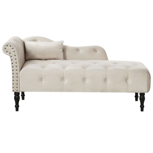 Chaise Longue Côté Gauche En Velours Beige Clair Ivry