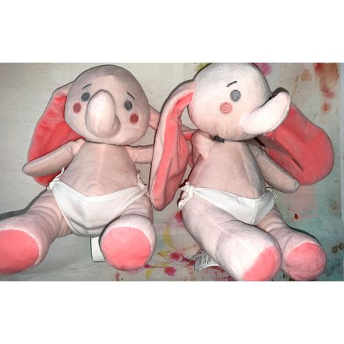 Doudou Elephant Rose Sergent Major Bebe Peluches Doudous Lot De Deux Elephants Bebes Lebaba Limonade Jouets Naissance Poupee Animaux Roses