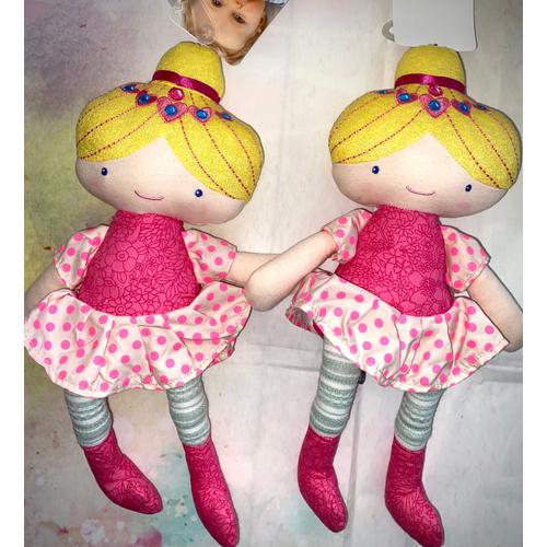 Doudou Peluche Poupee Orchestra Premaman Rose Jaune Lot De Deux Peluches Jouets Poupees Plush Comforter Soft Toys Doll Baby