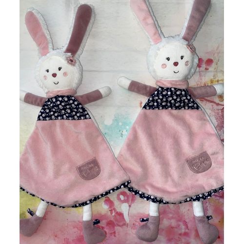 Doudou Lapin Miss Chipie Sauthon Plat Lot De Deux Doudous Lapins Peluches Jouets Bebe Poupee Lapine Rose