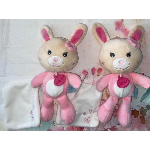 Doudou Lapin Rose Baby Nat Kawaii Mouchoir Blanc Lot De Deux Doudous Peluches Lapins Babynat