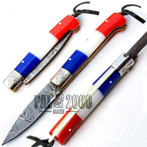 Couteau De Poche Pliant Avec Lame De 8 Cm En Acier Damas France